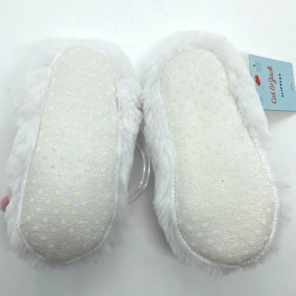 Cat & Jack infant/Toddler Plush Unicorn Slippers With Strap-White-Size 2T/3T-NWT